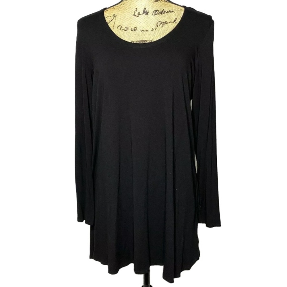 Eileen Fisher Black Long Sleeve Stretch Tunic Shirt